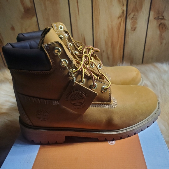 Timberland Waterproof Premium Boots 6” Wheat Nubuck Men Sz 6 Junior New in Box - Picture 7 of 15